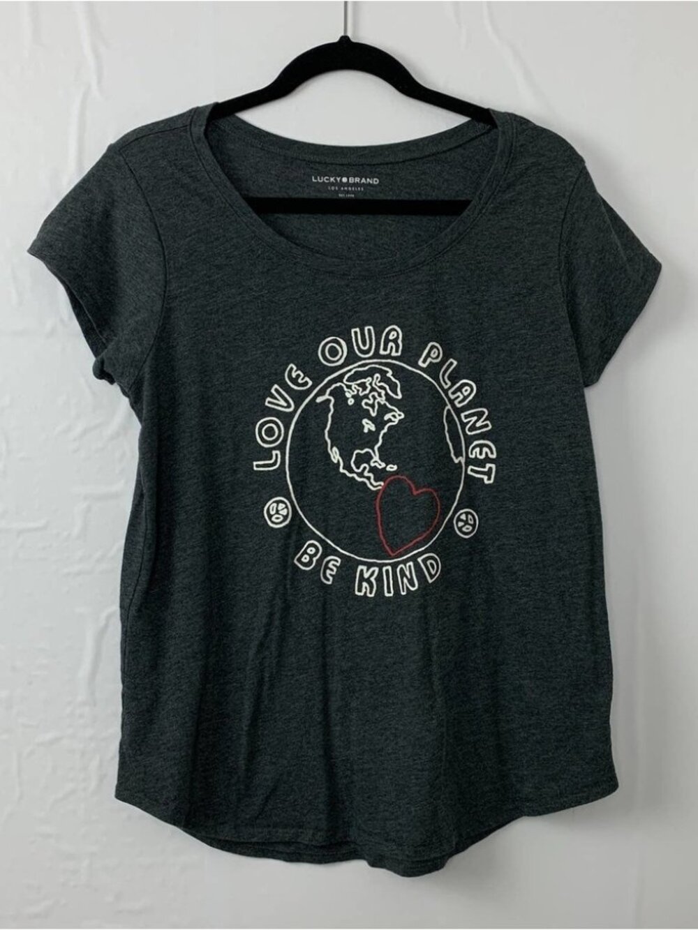 Gray " Love Our Planet Be Kind" Graphic Short Sleeve Tee